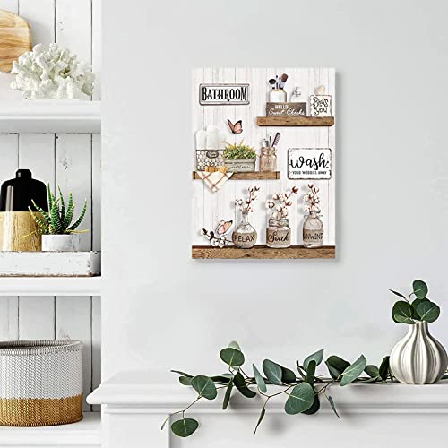 Rudixico Farmhouse Bathroom Decor Wall Art Rustic Flower And Butterfly Bathroom Pictures Canvas Print Country Bathroom Wall Decor Soak Relax Unwind Bathroom Wall Art Framed Ready To Hang 12"X16" #TOP2