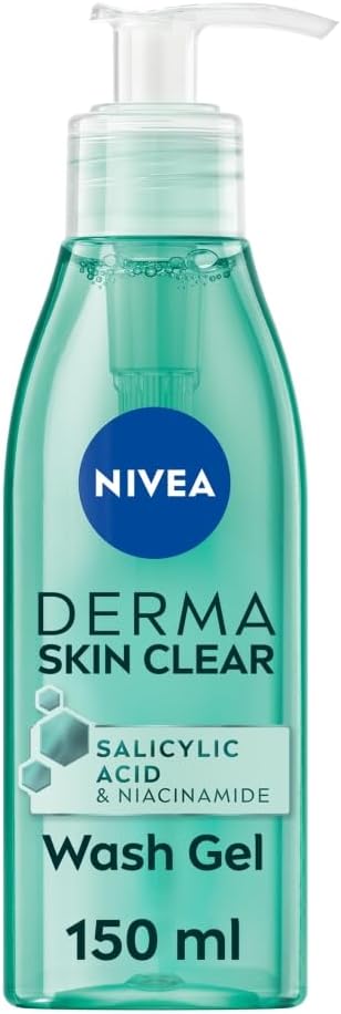 NIVEA Derma Skin Clear Wash Gel (150ml), Deep Cleansing Salicylic Acid Face Wash Enriched with Niacinamide to Cleanse Pores and Remove Impurities, For Blemish-Prone Skin NIVEA Derma Skin Clear Wash Gel (150ml), Deep Cleansing Salicylic Acid Face Wash Enriched with Niacinamide to Cleanse Pores and Remove Impurities, For Blemish-Prone Skin