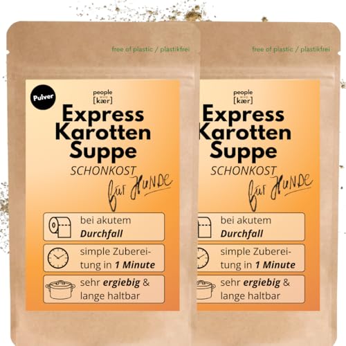 People who Kaer Morosche Karottensuppe 2X 200g, hohe Ergiebigkeit Dank Pulver-Form, Präbiotika Mittel zur Unterstützung bei Durchfall & Magenproblemen, bis zu 5L Moro Suppe, Hund Durchfall