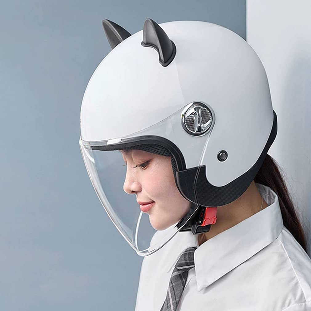 NAIQIALUO Open Helm · Jeugd Klassieke Kat Oren Elektrische Scooter Open Gezicht 3/4 Motorhelm,Scooter Lichte Bromfiets Helm ATV Straat Helm,DOT Goedgekeurd 7,50CM-64CM