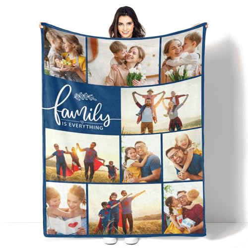 COLORSFORU Custom Blanket with Photos: Made in USA, Personalized Blanket Memorial Gift 10 Photos Collage Customized Blankets, Throw Blanket for Family Lover Birthday Wedding Christmas, Crib