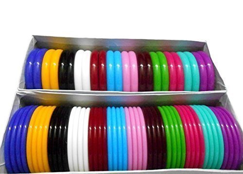Goelx Plastic Colourful Bangles Full Boxes for Girls/Womens - Set of Bangles & Kada in Multicolour - Bangle Size 0.6 (B0761TYX55) Amazon Price History, Amazon Price Tracker