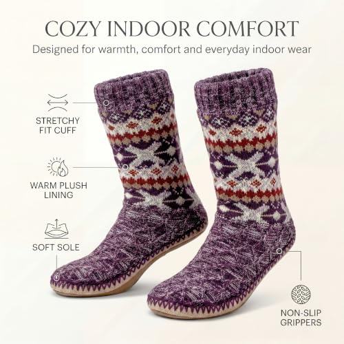 Image of cosyone1997 Slipper Socks for Women Warm Fuzzy Non Slip Soft Sole | Sherpa lining, padded sole, stretchy cuff and gripper dots for bedroom or lounging; gift-ready box, machine washable