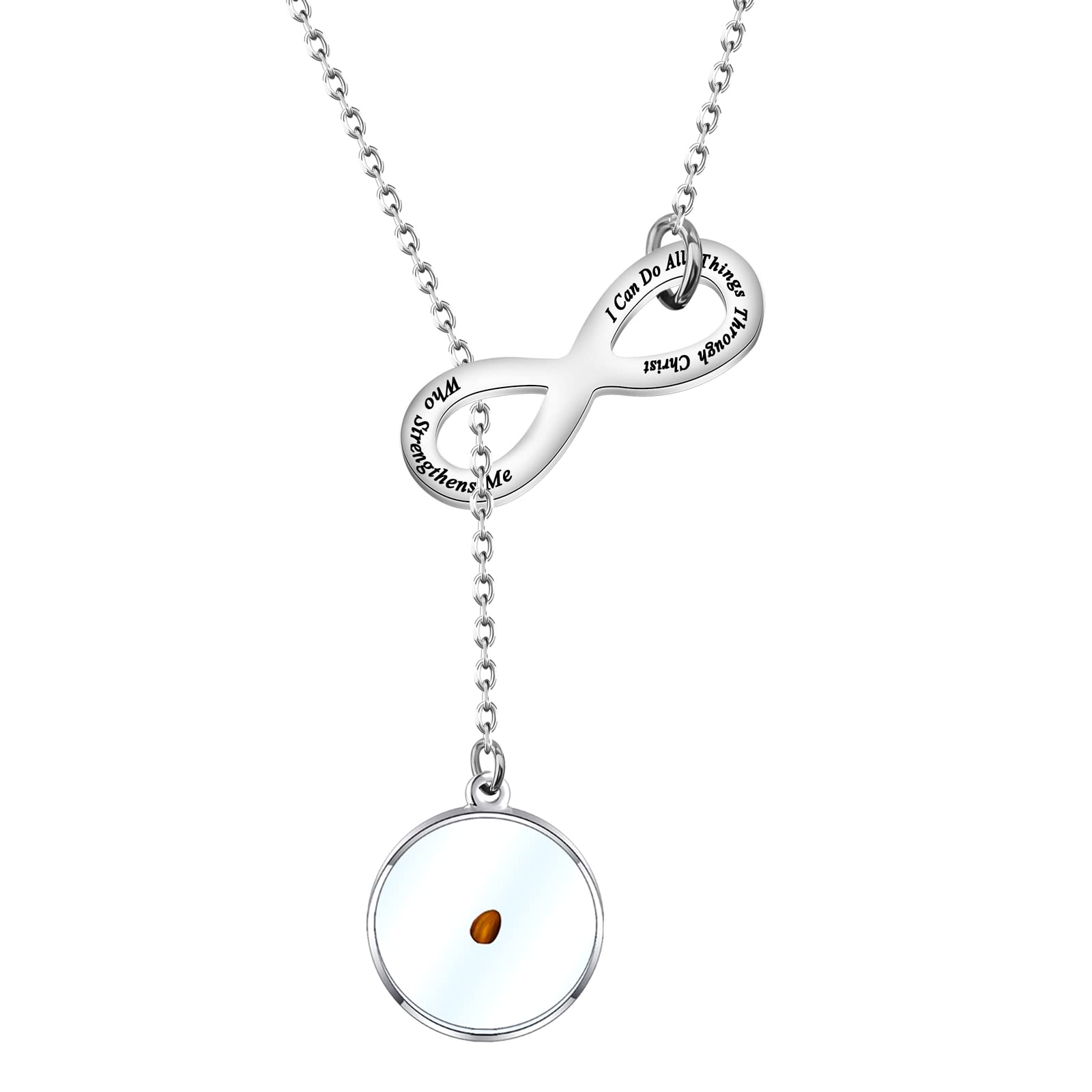 LQRI Mustard Seed Necklace I Can Do All Things Through Christ Who Strengthens Me Bible Religious Faith Jewelry Christian Gifts For Women