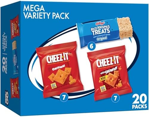 Kellogg's Cheez-It & Rice Krispies Treats, Lunch Snacks, Mega Variety Pack, 18.68oz Box (20 Count)