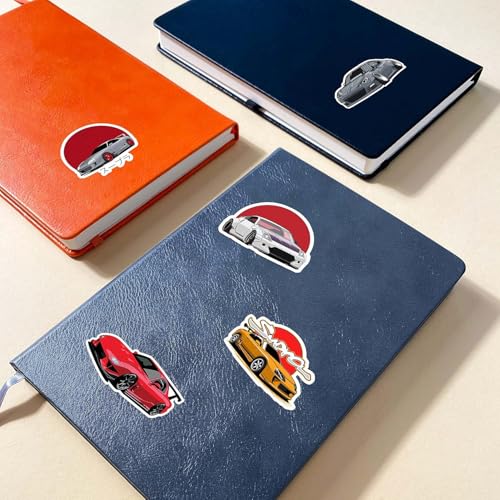 Image of 100+ Pcs JDM Cars Stickers for Laptop, Journal, Bike Helmet, Diary, Guitar, Mobile Case - Waterproof Residue Free Stickers - Racing Cars