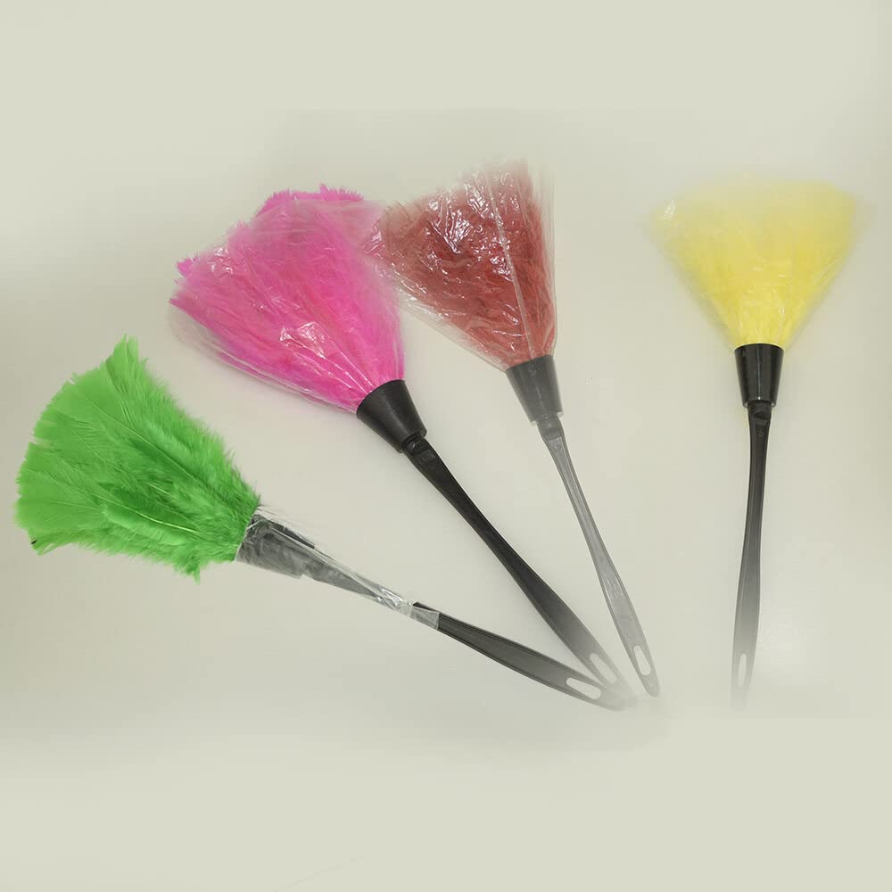 1pc Fashion Turkey Feather Duster with Black Reusable Plastic Handle Cleaning Tool White 35cm Durable and Useful