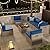 RESOM 7-Piece Gray Rattan Patio Furniture Sets, Outdoor Conversation Sofa Sets with Water Resistant Blue Cushions & Tempered Glass Coffee Table, Modular Outdoor Sectional Sofa Sets with 2 Pillows