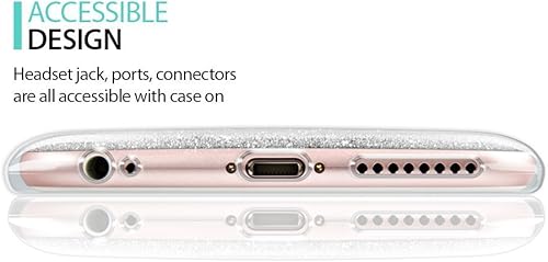 Miniatura 4 de FINCIBO Shiny Sparkling Silver Bling Glitter TPU Protector Case Cover Compatible with Apple iPhone 13 Mini 5.4 inch 2021 - Black White Brown Guinea