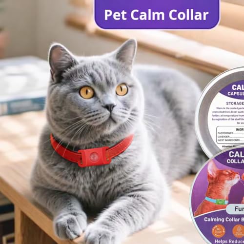 Image of FurLife Pet Calming Pendant - Waterproof Collar Tag for Dogs & Cats | Suitable for All Breeds - (Red)