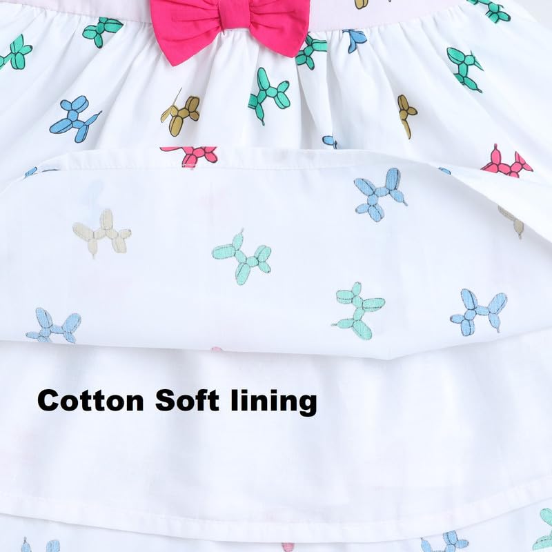 Image of Mama&Bebe Summer Dress for Girls with Cotton Soft Lining | Printed Fit & Flare Kids Outfit with Cute Bow Detail | Comfortable Breathable Party & Outing Dress for Toddlers and Little Girls