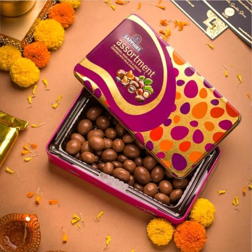 Image of Sapphire Chocolate Coated Nuts - Assorted - Almond, Hazelnut & Raisins, 175g | Chocolates Gift Pack for Christmas | Chocolate Nuts Gift Hampers (Pack of 3)