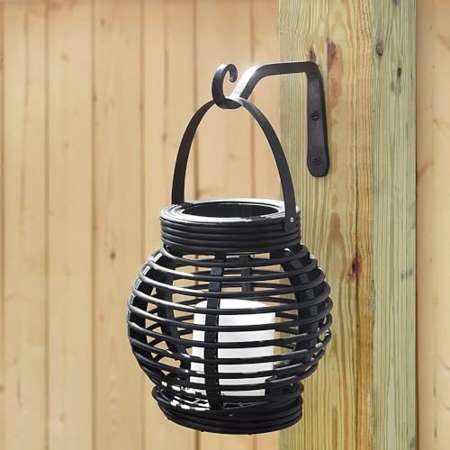 Image of Metal Wall Hook Hanging Plant Bracket Decorative Straight Plant Hanger for Pots, Bird Feeder, Planters, Lantern, Macrame, Wind Chimes Indoor | Outdoor (Pack of 4, S Black 27)