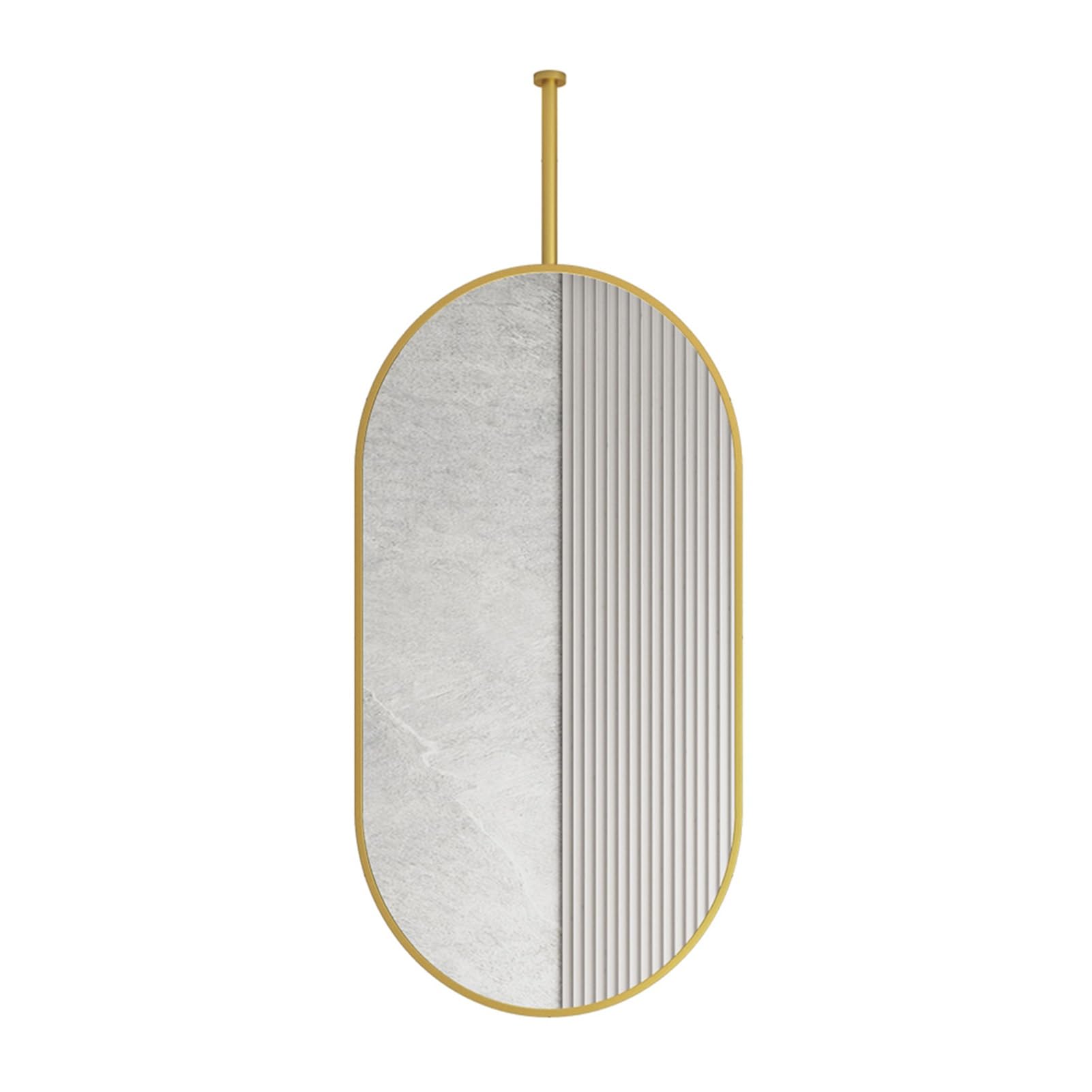 ITOSUI Oval Bathroom Mirror,Ceiling Hanging Floating Mirror,HD Vanity Make-up Mirrors,for Bathroom Washroom Shaving (Boom can be Customized)(Gold,40x80cm)