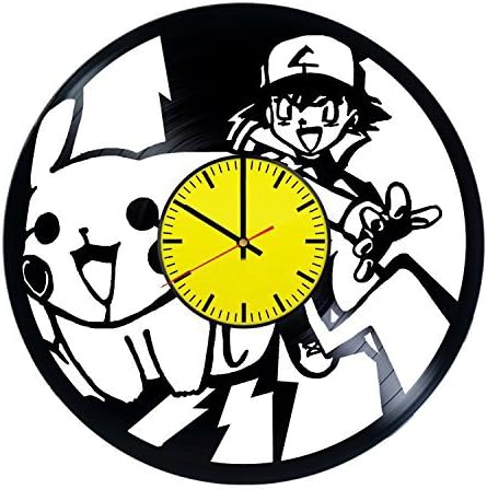Amazon ポケモン ピカチュウ 手作り ビニール レコード 壁掛け 時計 楽しいギフト ビンテージ ユニークな 家 置き時計 掛け時計 オンライン通販