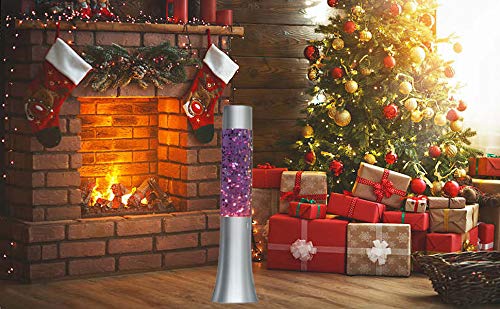 Lightahead® 13" Glitter Glow Lamp With Metal Base Motion Sparkle Lamp With Color Changing Lights & Silver Glitter #TOP6