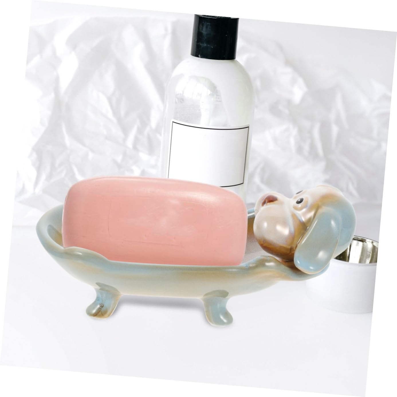 Portasapone in Ceramica a Forma di Cane, Vassoio Scolapiatti | Bagno e Doccia, Resistente alla Pressione, Assorbe Poca Acqua, Lavorazione Delicata