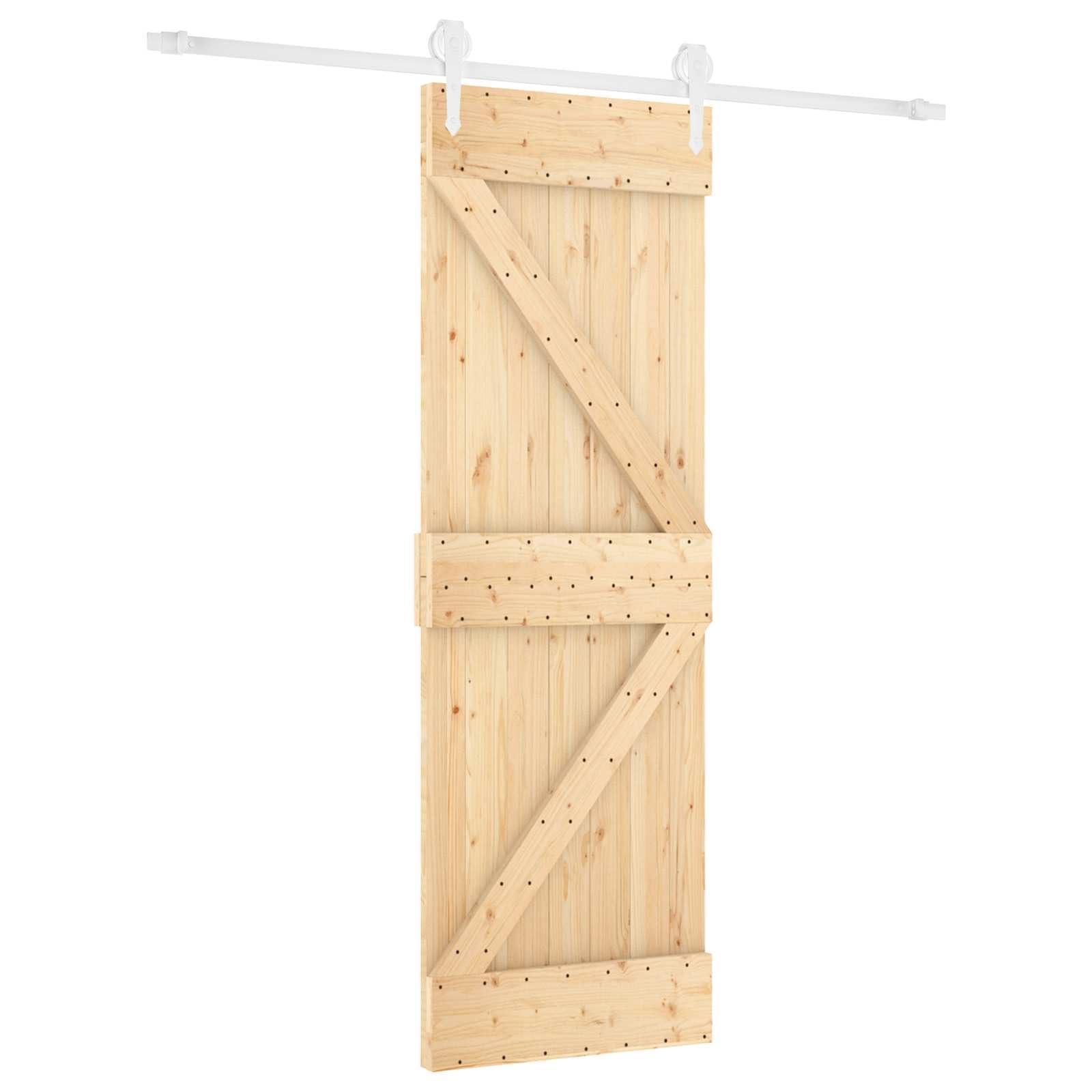 Puerta corredera de madera de pino, blanco y E, 70 x 210 cm