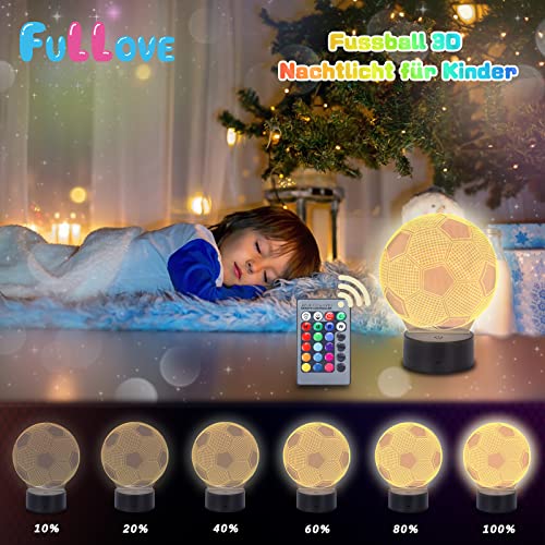Fullove Geschenke für 6 7 8 9 10 Jährige Jungen Fußball Lampe,5-10 Jährige Jungs Geschenke Kinder 7 8 9 Jahre Geburtstag Jungs ab 5 6 7 8 Fussball Spielzeug für 8 Jährige Jungen Weihnachten