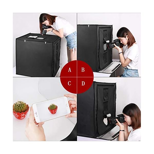 LIUXR Fotostudio Lichtzelt 60x60x60 cm Tragbare Faltbare Studiobox mit 5500K Dimmbare LED Beleuchtung Fotobox Zelte mit… – Bild 7