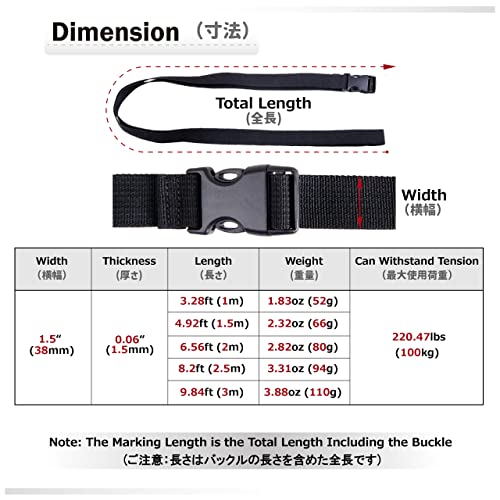 Azarxis Luggage Straps Suitcase Belts Wide Adjustable Elastic Packing Travel Bag Bungees Premium Accessories - Keep Your Suitcase Secure (4 Pcs - Black - 1.5" W X 118" L) #TOP1