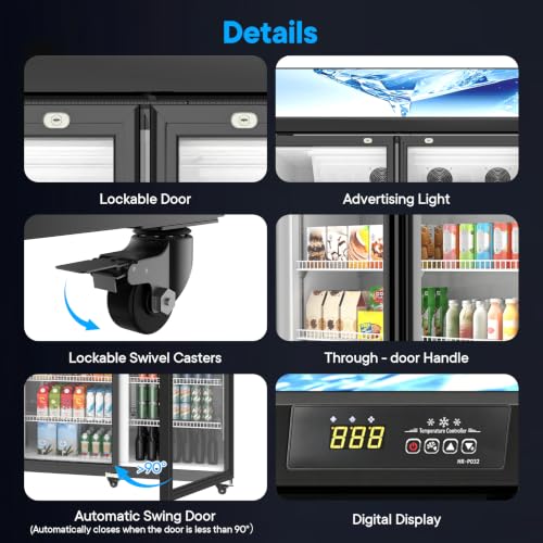 Image of 60 Cuft ETL & DOE Certified Commercial Merchandiser Refrigerators,Upright Business Display Retail Fridge Cooler with Adjustable Shelves,Built-in LED Light,Lightbox,Lockable Doors