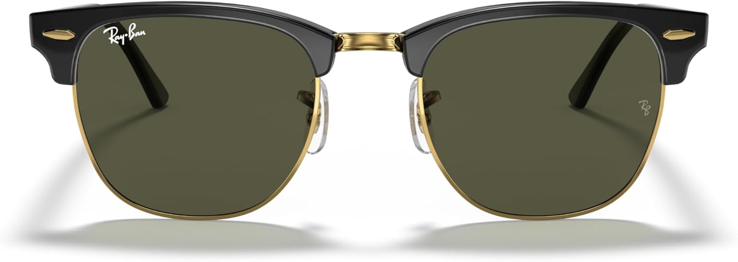Ray-Ban Unisex Sunglasses Black On Gold Frame, Green Lenses, 51MM - Image 3
