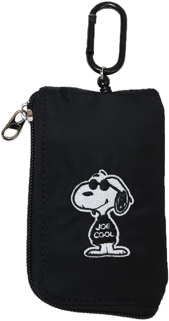 MARIMOCRAFTSNOOPY Joe Cool Monotone Key Pass Pouch Front H4.9 x W3.0 x D0.8 inches (12.5 x 7.5 x 2 cm) SPIK-453 Peanuts Key Pass Pouch Key Case for Women Men L-Shaped Wallet Pouch Casual Present