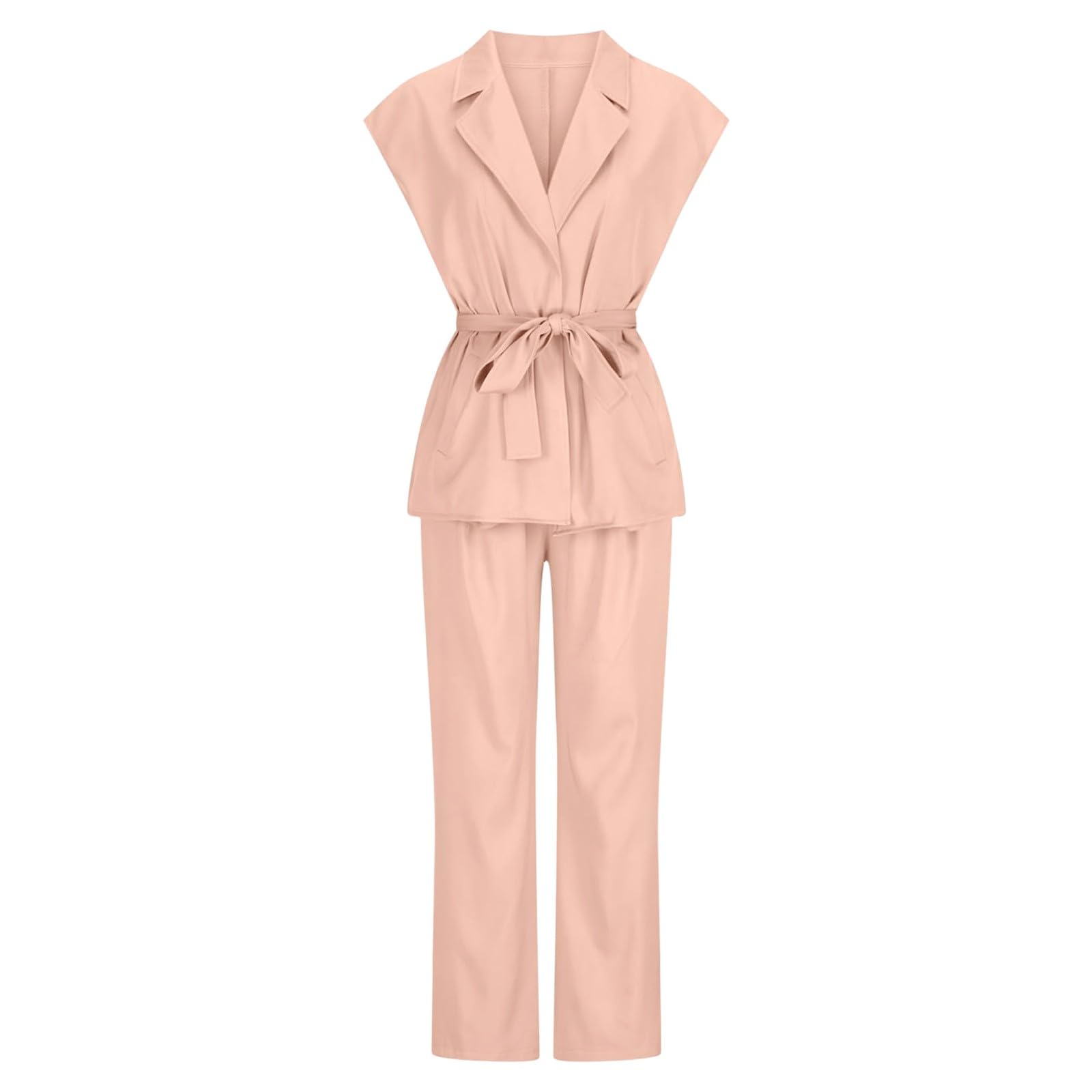 Conjunto genérico de trabajo chic para mujer 2025 estilo Power Suit dos piezas chaleco sin mangas V cuello pantalones extra grandes traje de oficina elegante audaz