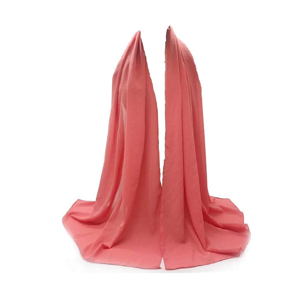 ZAR FASHIONS 175X80 Maxi *Chiffon* Premium Quality Plain Scarf Hijab Sarong Showl Large Silk (Coral)