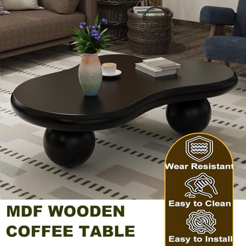 Table basse nuage en bois avec pieds robustes au design irrégulier unique - 7
