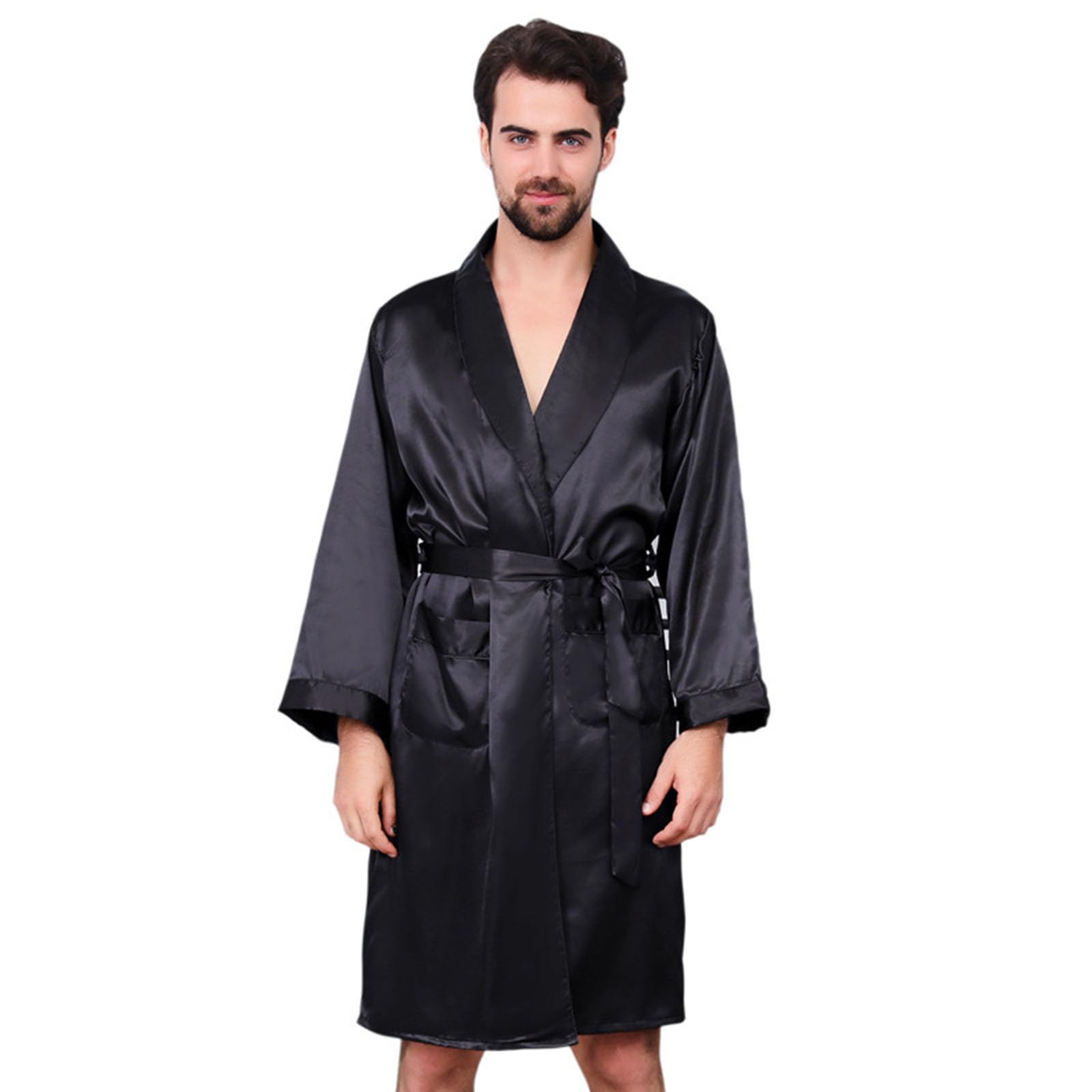 Générique 2026 Kimono Homme en Soie Luxueux Peignoir Longue pour Nuit et Détente Confortable Élégant