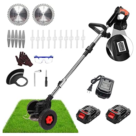Weed Wacker Cordless Weed Eater Battery Powered Brush Cutter, 21V Lightweight Electric Grass Trimmer Edger Lawn Tool with 3 Types Blades Fast Charger, Push Lawn Mower No String Trimmer for Garden Yard
