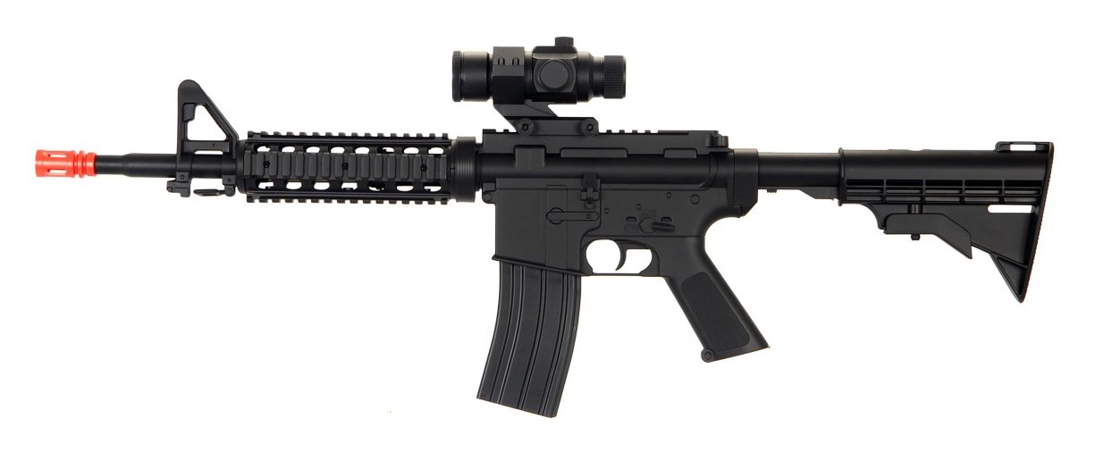 well d2802 m4 ris electric airsoft gun full auto rechargeable fps-250 upgraded version, comes w/ scope(Airsoft Gun)