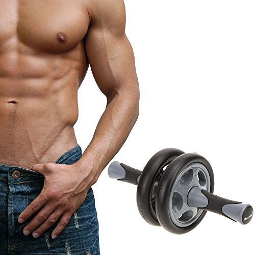 EmpireAthletics – Rueda para Abdominales 'DoubleWheel' con Manijas Antideslizantes, Ruedas Dobles y Colchoneta para Las Rodillas – Workout Fitness Bodybuilding AB Roller Ejercicio en Gris-Negro - Imagen 5