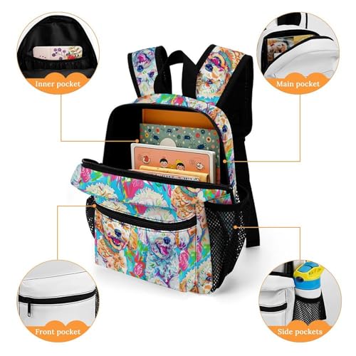 Watercolor Dog 13 Inch Backpack Lightweight Double Shoulder Bag with Zippers Unisex Daypack4