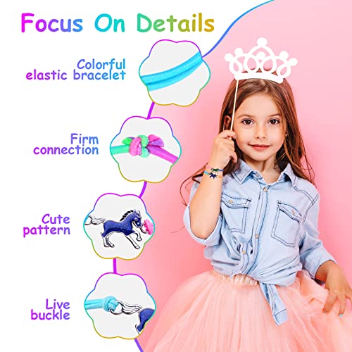 flintronic 2 Stück Pferde Armband, Stimmungsarmband mit Anhänger für Kinder, Wechselt die Farbe, Kinderarmband in leuchtenden Regenbogenfarben, Kindergeburtstag Gastgeschenke, für Jungen & Mädchen
