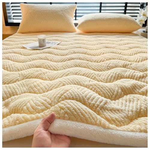 Sobrecolchon Colchoncillo Transpirable Funda de Cubre Colchóns,Protector de Colchón Acolchado,Topper de Microfibra Suave para Colchones Hinchables y Protección de Colchón,Amarillo,150x200cm/59x79in