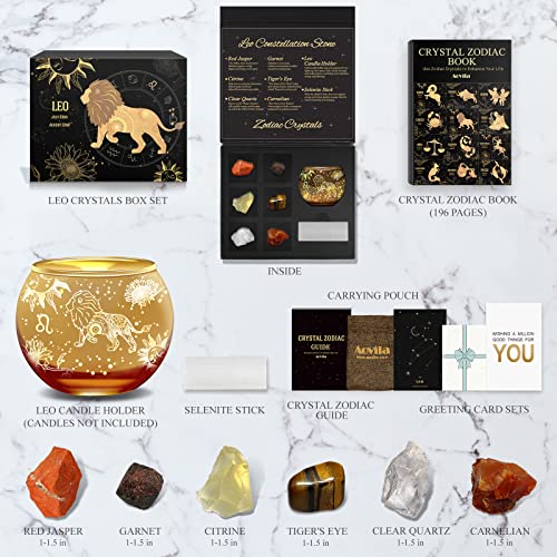 Image of Aovila Leo Birthday Gifts for Women - Leo Zodiac Candle Holder with Birthstones