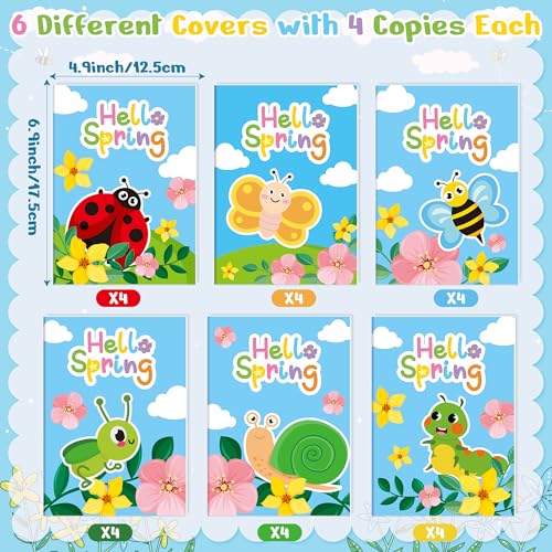 Image of X1zuue Spring Coloring Books for Kids - 24Pcs Bulk Hello Spring Mini Coloring Booklet DIY Art Drawing Book for Toddlers Easter Holiday Party Goodie Bags Stuffers Sunday School Classroom Favors
