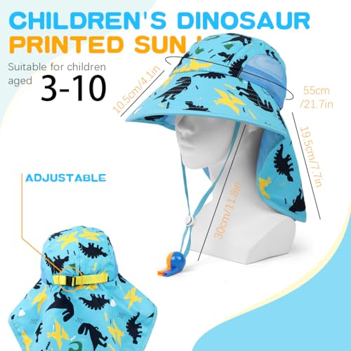 Image of SNOWIE SOFT Wide Brim Sun Hat for Kids Girls with Neck Flap Shawl, UPF 50+ Adjustable Chin Strap Sun Protection Hat for Girls 2-10 Years Old, Summer Breathable Sun Visor Hat Windproof Beach Hat