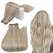 RUNATURE Weft Hair Extensions Human Hair 100g Weft Sew in Hair Extensions Ash Blonde with Platinum Blonde Hair Extensions Real Human Hair 12inch Weft Hair Bundles Human Hair Bundles for Thick Hair