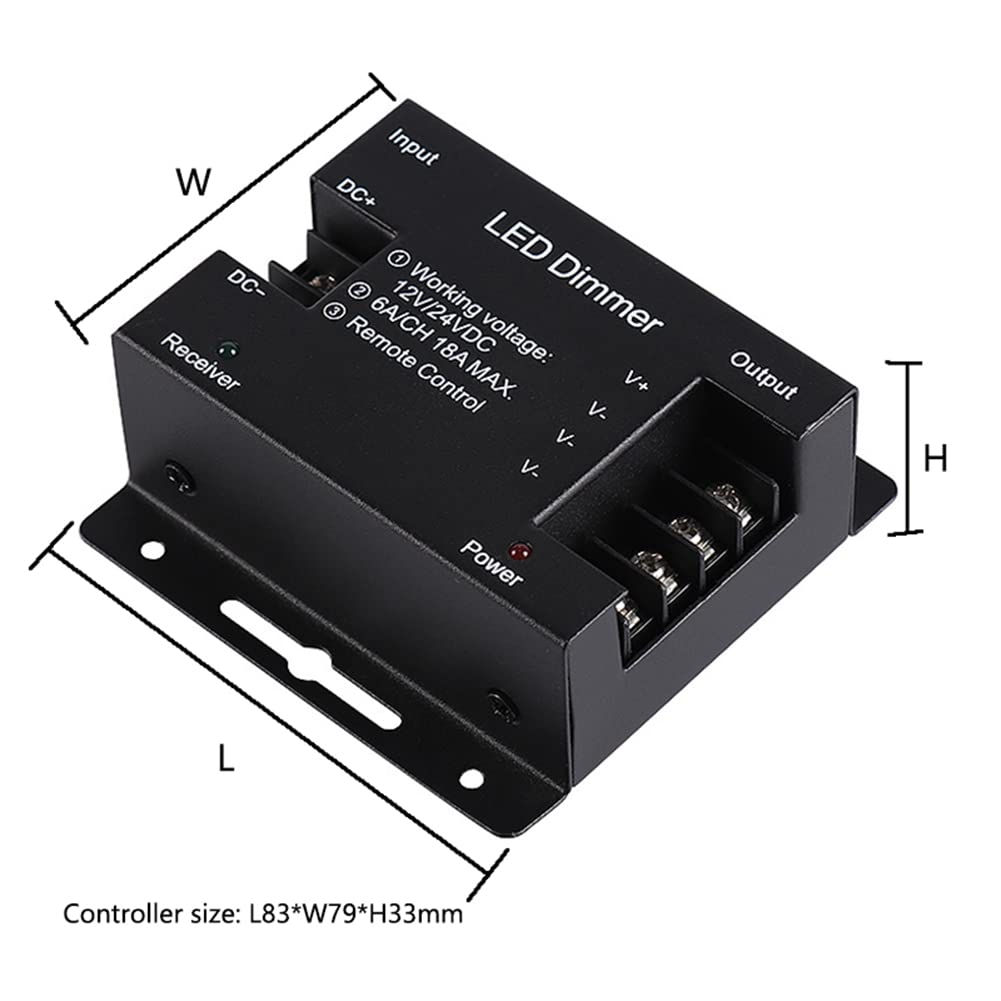 18A LED Monochrome ContrôLeur Gradateur 12V 24V avec TéLéCommande Tactile pour Barre Lumineuse Couleur
