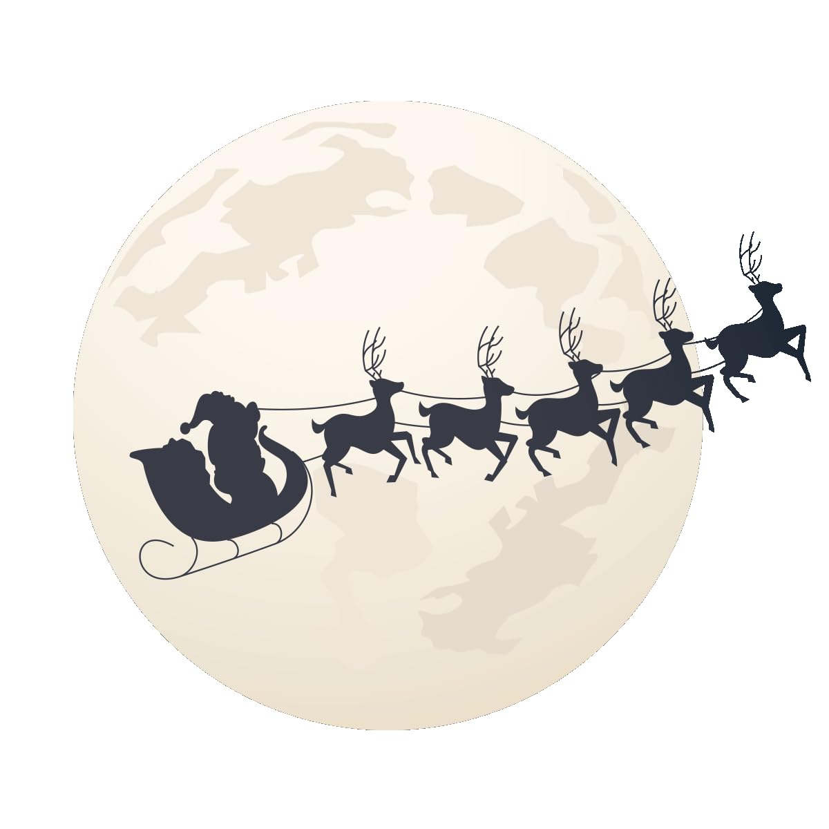 Ambiance - Adhesivo decorativo para Navidad, 50 x 55 cm, para decoración navideña, para dormitorio, salón, Papá Noel a la luz de la luna, 50 x 55 cm