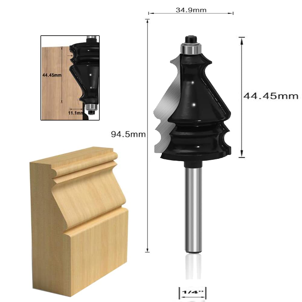LEATBUY Router Bit Set Architectural Molding 5 PCS 1/4 Inch Shank , Corner Rounding Edge Rail Stile Wood Router Bits Sets, Woodworking Milling Cutter Tool, Door Cabinet Shelf Carbide CNC Router(PANEL)