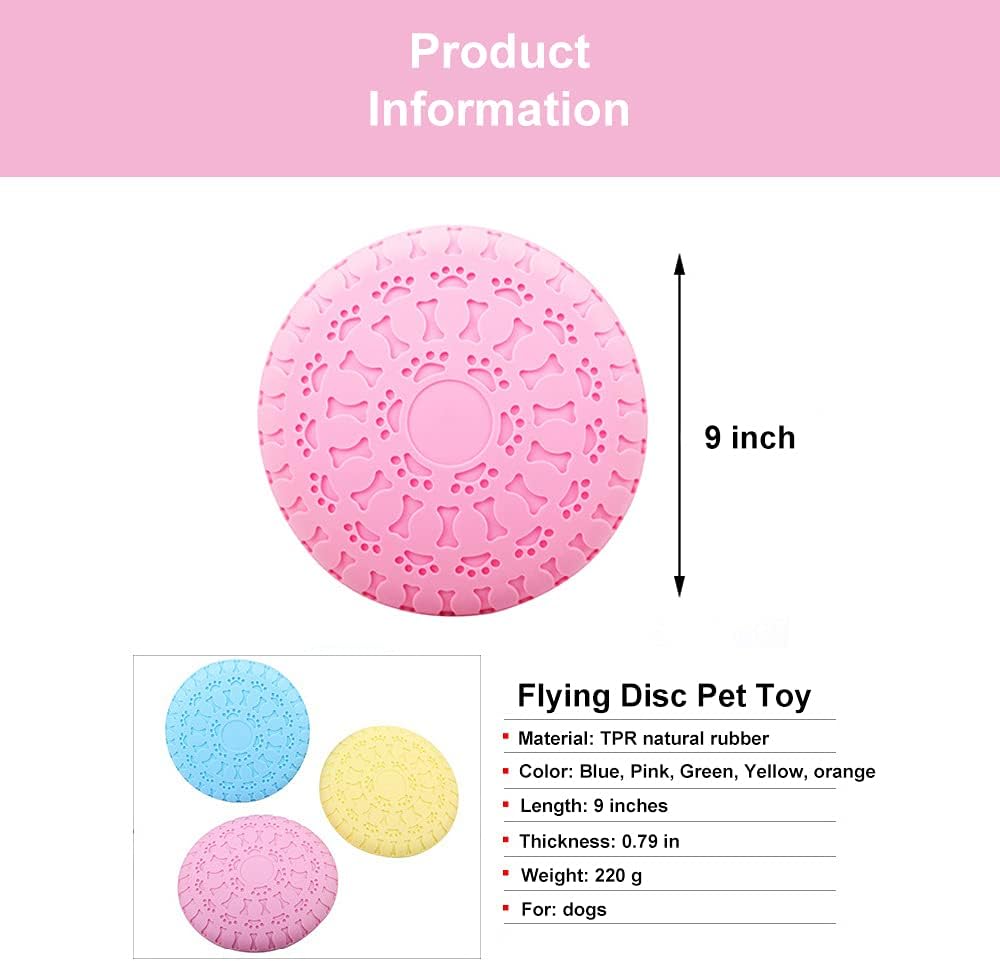 NICEFAN Dog Flying Disc Durable Dog Toys Soft Natural Rubber Disc for Dog Safety Floating Flying Saucer for Water Pool Beach (Pink) : Pet Supplies