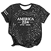 Women's Casual Pullover T-Shirt Print Crew Neck Short Sleeve, black, S #1