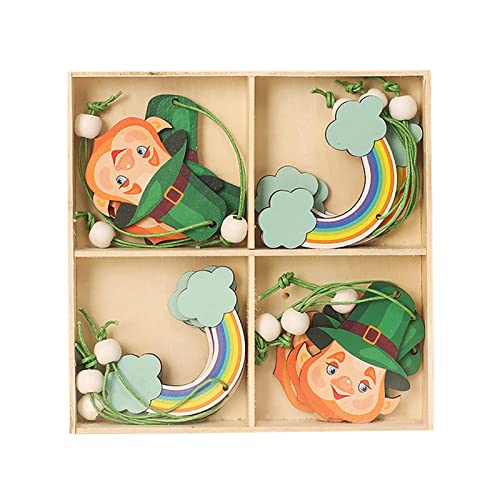 Adorno de tréboles del día de San Patricio, mini adornos de árbol del día de San Patricio, trébol verde, adornos de árbol pequeño para mesa de comedor, estante de árbol, decoración de festivales,
