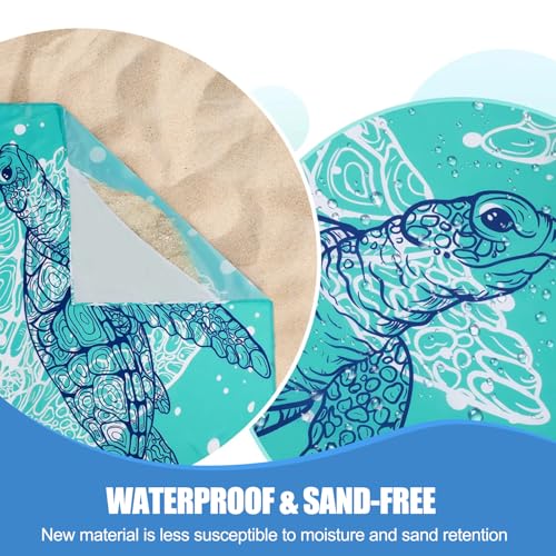 Mikrofaser Strandtuch - 210x200 cm Groß Stranddecke Sandfrei mit 6 Bodennägel und 1 Karabiner Strandzubehör, Weich & Hautfreundlich Schnelltrocknend Strandtuch für Strand, Picknick, Reisen, Wandern