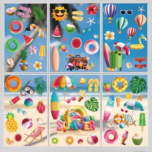 KIKISML Fensterbilder Selbstklebend Sommer Deko, Hawaii Festival...